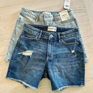 TWO Pairs Abercrombie Kids Light and Dark Blue Denim Dad Shorts